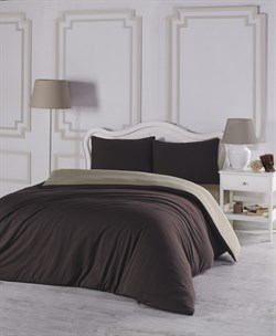 Постельное белье трикотажное SOFA (коричневый-бежевый)евро 2988-9