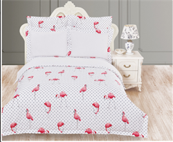 Постельное белье Сатин Розовый фламинго 1.5 спальный 1473-1